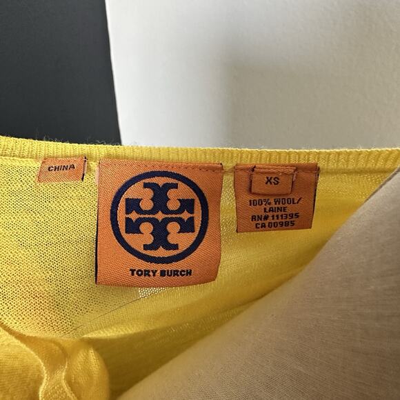 TORY BURCH Women’s Cardigan Wool Ombré 3/4 Sleeve Logo Button - Picture 8 of 9